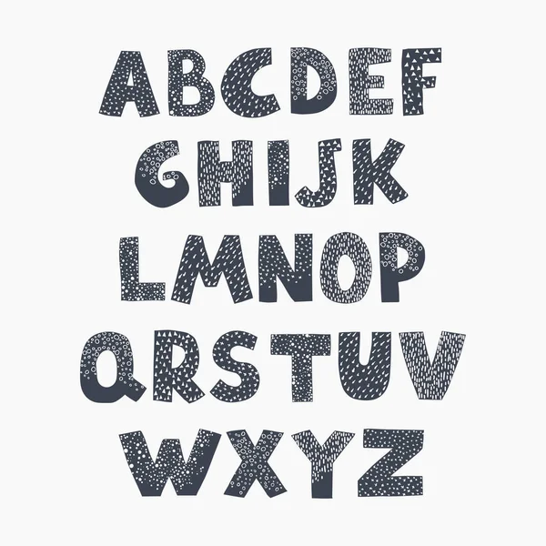 Alphabet noir et blanc positif pour les enfants — Image vectorielle