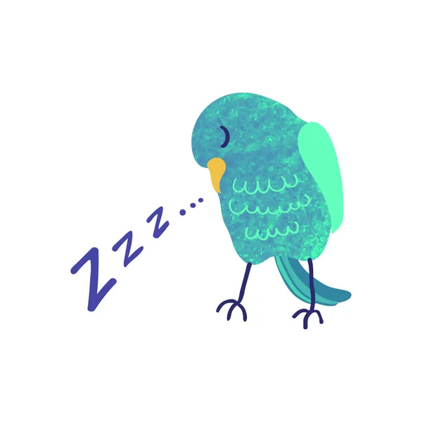 Ilustración colorida de pájaro dormido lindo — Vector de stock