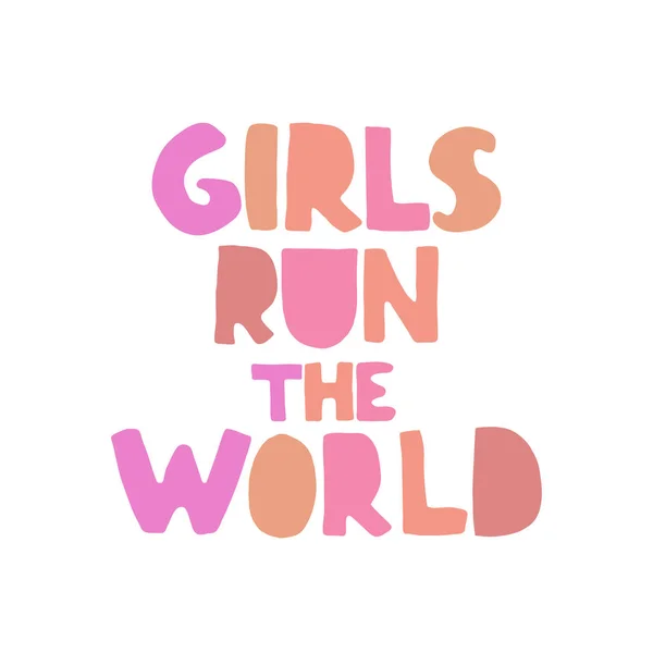 Vector illustration with hand-drawn lettering. Girl Run the world. — Stock Vector