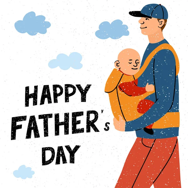 Cartão de saudação com letras desenhadas à mão - Feliz Dia do Pai — Vetor de Stock
