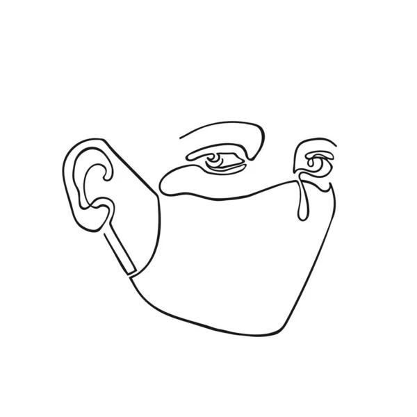 Umriss Illustration von Portpait maskierter Mann — Stockvektor