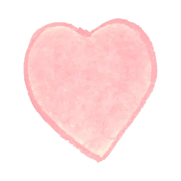 Ilustración de la forma del corazón dibujada con pasteles de tiza de color rosa — Archivo Imágenes Vectoriales