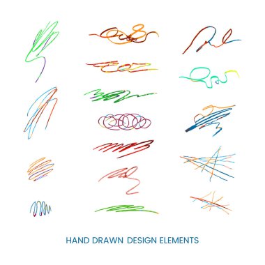 Karalama soyut yuvarlak çizimler ile vektör kümesi