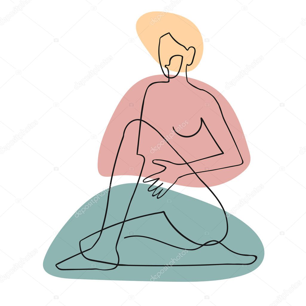 Outline illustration of woman body with blob shape