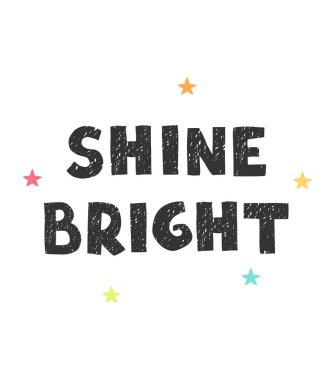 Parlak, eğlenceli el çizimi, harfli bebek odası posteri.