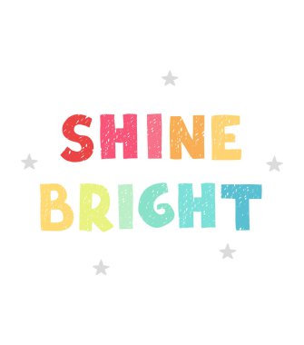 Parlak, eğlenceli el çizimi, harfli bebek odası posteri.