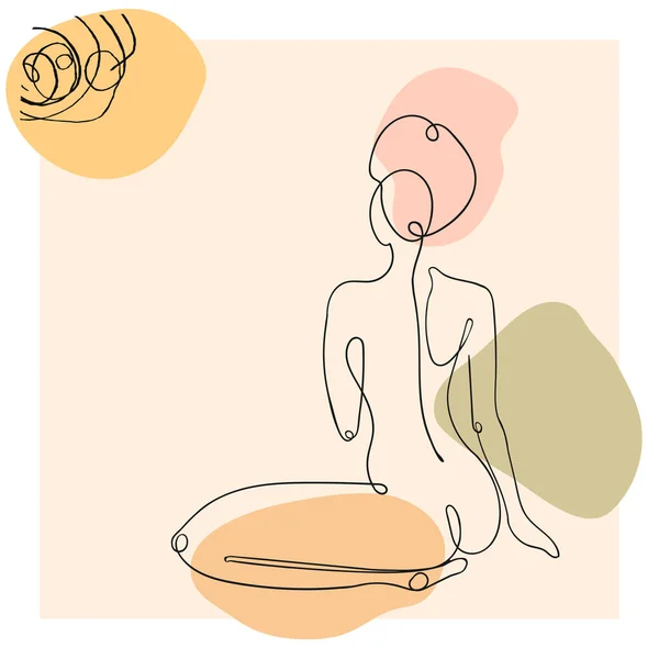 Illustration schématique du corps de la femme sur fond floral — Image vectorielle