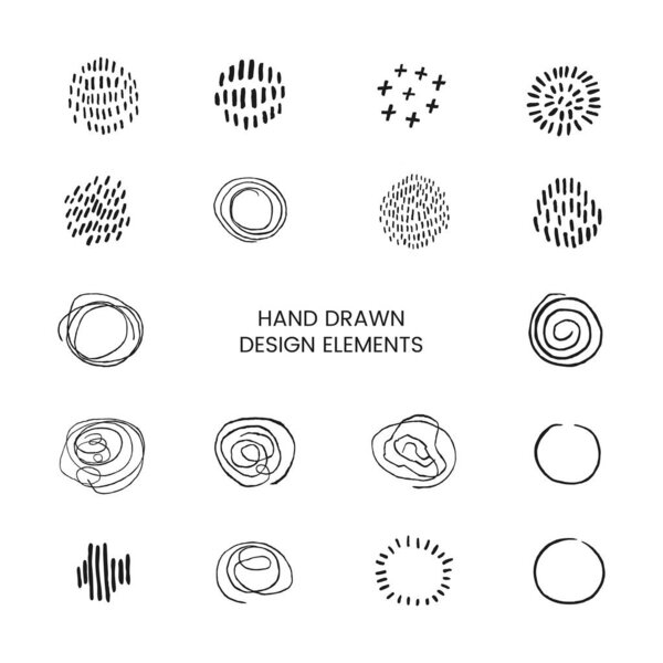 Vector set with doodle abstract round illustrations