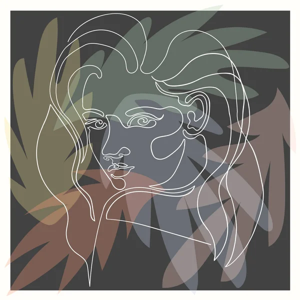 Illustration du weman sur fond floral foncé — Image vectorielle