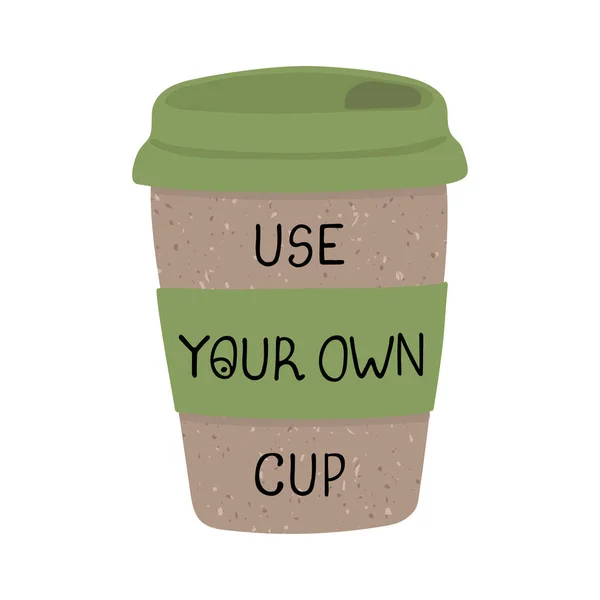 Illustraties van herbruikbare eco kop koffie — Stockvector