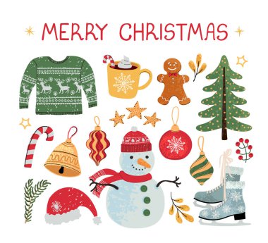 Noel modern çıkartmaları.