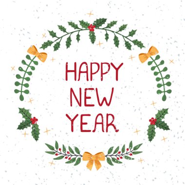 Noel çelengi şablonu ve harfleri Mutlu yıllar