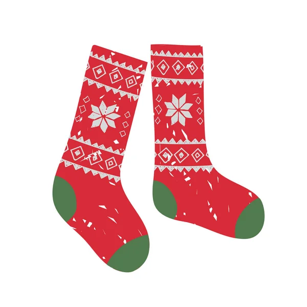 Çirkin Noel çoraplarının renkli çizimi — Stok Vektör