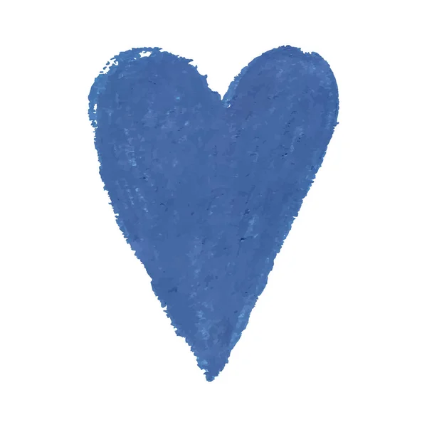Ilustração da forma do coração desenhado com pastéis de giz de cor azul — Vetor de Stock