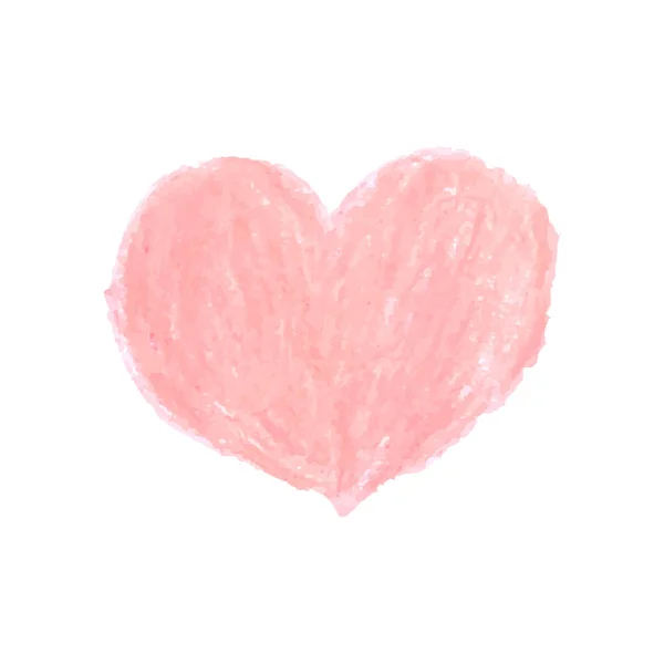 Illustrazione della forma del cuore disegnata con pastelli di gesso di colore rosa — Vettoriale Stock