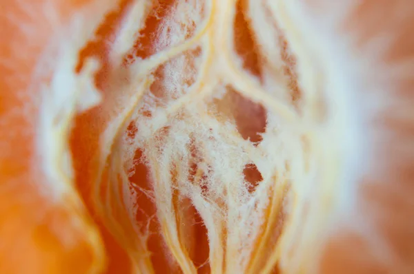 Middle Part Mandarin Orange Fibers Macro — Stock Photo, Image