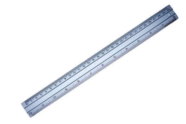 Stainless Steel Ruler Isolated White Background — Stock Photo, Image