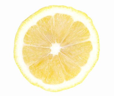 Üstten Görünüm dokulu olgun dilim beyaz arka plan üzerinde izole limon narenciye meyve. Limon dilimi kırpma yoluyla