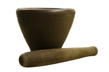 harç ve havaneli. Beyaz arka plan üzerinde izole