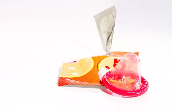 Condom on white background — Stock Photo, Image
