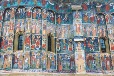 Avrupa, Romanya, Bucovina, Bucovina manastırları, Sucevita 16 yüzyıl, manastır boyalı. Dini freskleri.