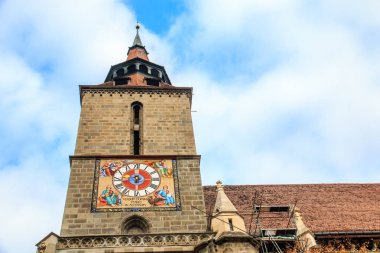 Kule Avrupa, Romanya, Brasov, Belediye Meydanı, siyah Church.Clock.
