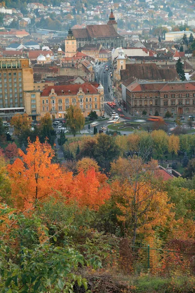 Europa Rumänien Transsylvanien Brasov Stadsutsikt Ändra Färger Höst — Stockfoto