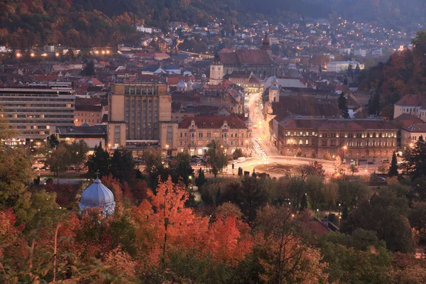 Europa Rumania Transilvania Brasov Vista Ciudad Cambiar Los Colores Del —  Fotos de Stock