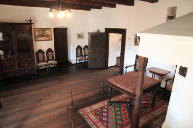 Romanya, Transilvanya - 28 Ekim 2015: Inside Bran Şatosu ikamet Kraliçe Marie 