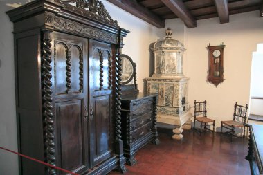 Romanya, Transilvanya - 28 Ekim 2015: Inside Bran Şatosu ikamet Kraliçe Marie 