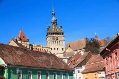 Avrupa, Romanya, Mures County, Sighisoara, saat kulesi, kentin sembolü.