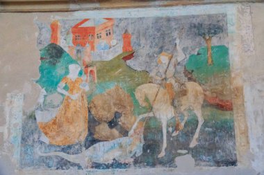 Avrupa, Romanya, Mures County, Sighisoara, Biserica anlaşma, kilise Tepesi'nde, kentin simgelerinden birini DIN. Freskler 1380 reklam sunma.