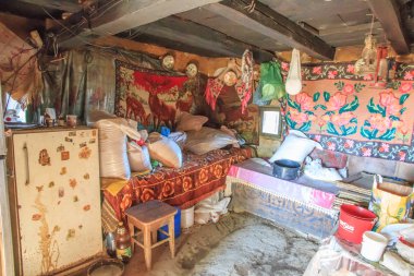 Romanya, Maramures County, Dobricu Lapusului. Bir evin içinde.