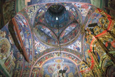 Avrupa, Romanya, Bucovina, Bucovina manastırları, Sucevita 16 yüzyıl, manastır boyalı. Dini freskleri. İçinde.