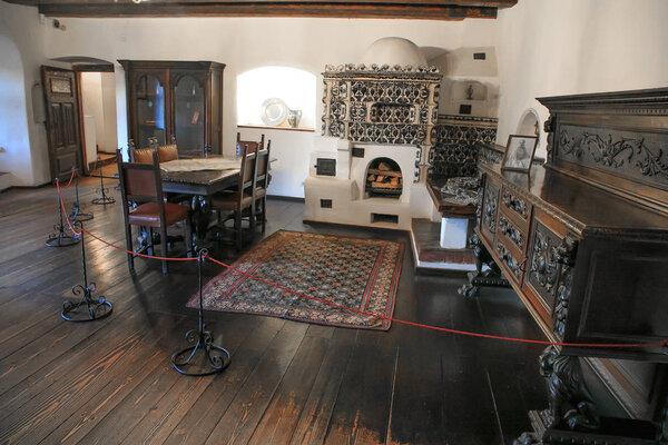 Romania, Transylvania - October 28, 2015: Inside of Bran Castle, residence Queen Marie 