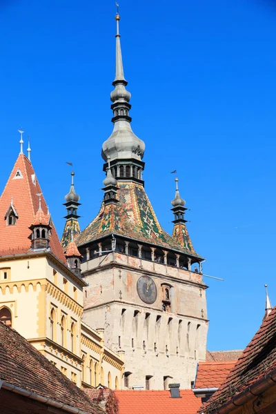 Europa Romênia Condado Mures Torre Relógio Sighisoara Símbolo Cidade — Fotografia de Stock