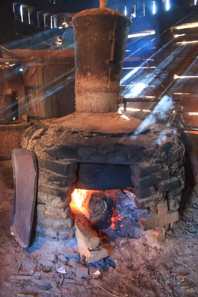 Romania Maramures County Dobricu Lapusului Fermentation Process Fire Palinka National — Stock Photo, Image