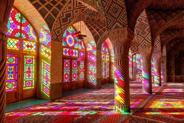 República Islâmica Irão Shiraz Mesquita Nasir Mulk Mesquita Rosa Localizada — Fotografia de Stock