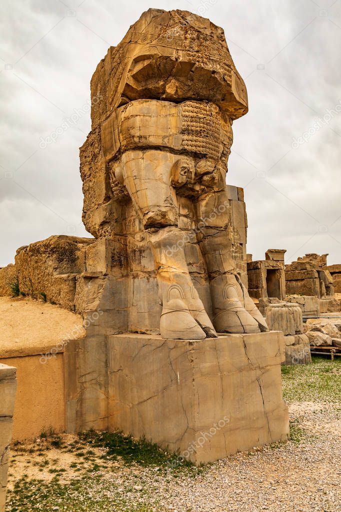 Islamic Republic of Iran, Shiraz.  Persepolis, Parsa. The ceremonial capital of the Achaemenid Empire ca. 550330 BC. Achaemenid style of architecture. UNESCO World Heritage Site.