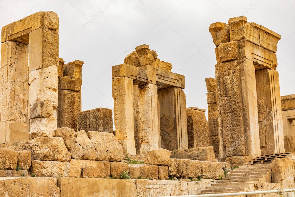 Islamic Republic of Iran, Shiraz.  Persepolis, Parsa. The ceremonial capital of the Achaemenid Empire ca. 550330 BC. Achaemenid style of architecture. UNESCO World Heritage Site.