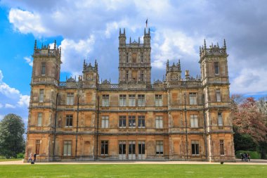 İngiltere, Hampshire. 2 Mayıs 2017. Highclere Castle. Jacobethan stil kır evi, Earl Carnarvon koltuğunda. Sity Abbey ayarı.