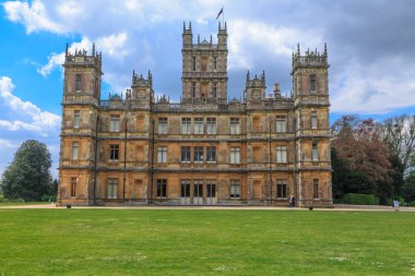 İngiltere, Hampshire. 2 Mayıs 2017. Highclere Castle. Jacobethan stil kır evi, Earl Carnarvon koltuğunda. Sity Abbey ayarı.