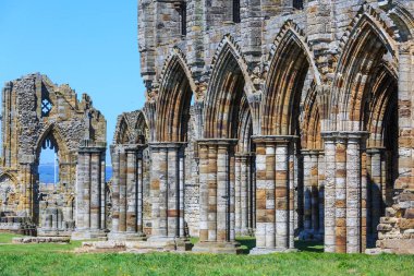 İngiltere'de, North Yorkshire, Whitby. Benedictine Manastırı, Whitby Abbey kalıntıları.