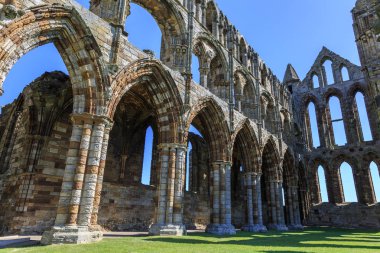 İngiltere'de, North Yorkshire, Whitby. Benedictine Manastırı, Whitby Abbey kalıntıları.