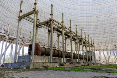 Eastern Europe, Ukraine, Pripyat, Chernobyl. Inside the unfinished cooling tower for reactors 5 and 6 which were never completed. clipart