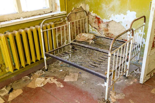 Eastern Europe, Ukraine,  Pripyat, Chernobyl. Children\'s beds in dormitory of school.