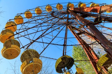 Doğu Avrupa, Ukrayna, Pripyat, Çernobil. Lunapark, dönme dolap.