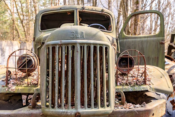 Europa Del Este Ucrania Pripyat Chernobyl Camiones Vehículos Oxidados Abril — Foto de Stock