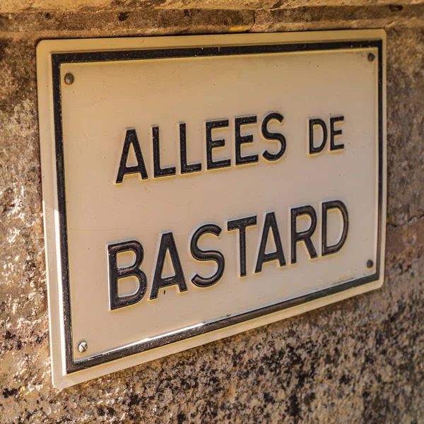 Europe France Dordogne Hautefort Street Sign Alley Bastard Hautefort — Stock Photo, Image