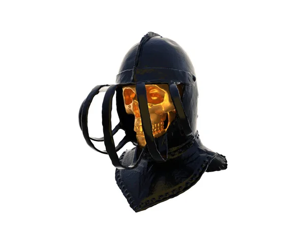 Avatar. Yüz. Siyah kasklı altın kafatası. Güzellik konsepti, pastel renkler moda arka plan. 3d render.